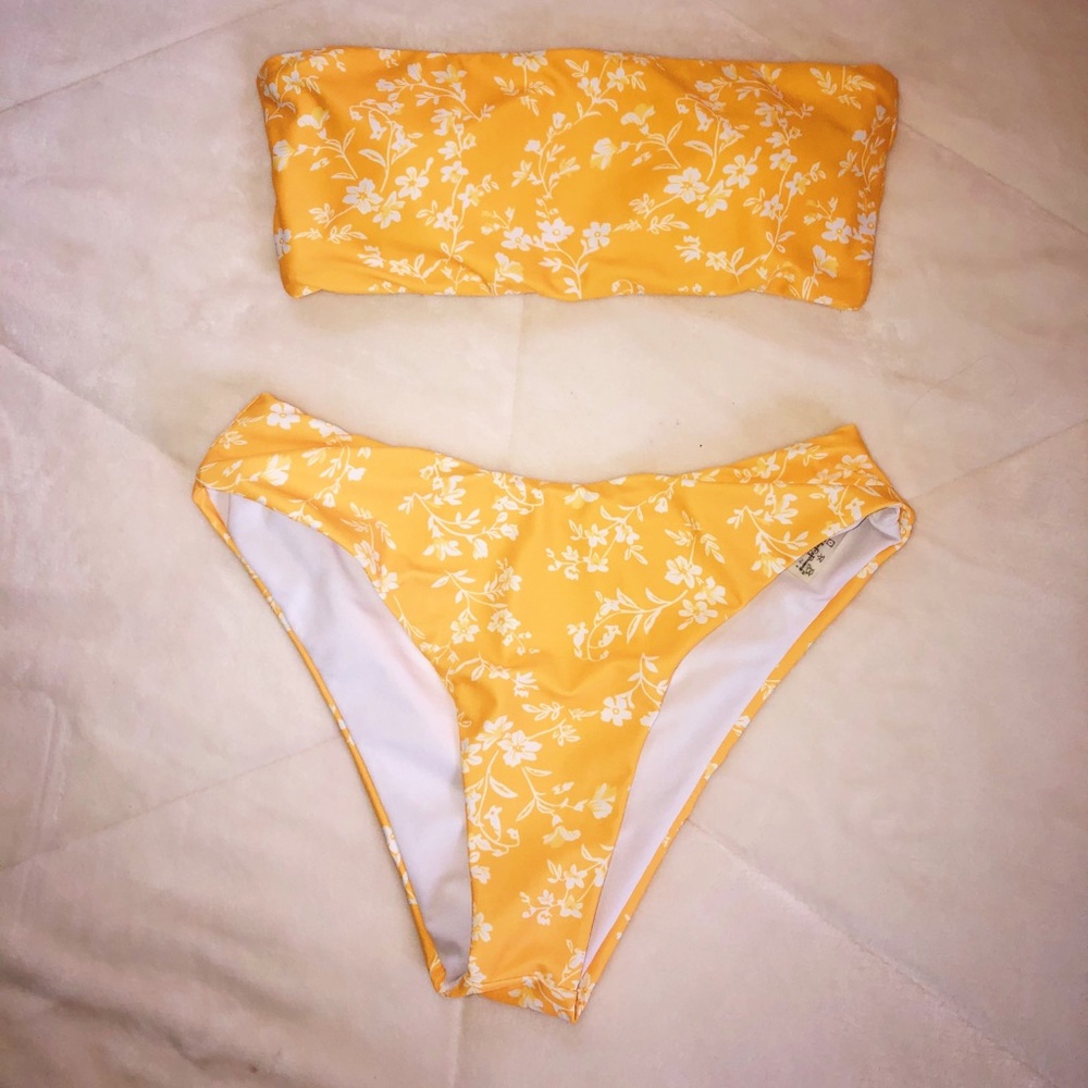 High Waisted yellow bikini set- Zaful